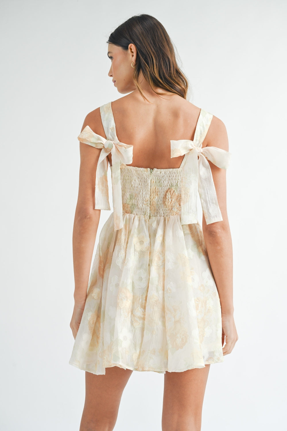 Vestido mini corsetado texturizado floral MABLE