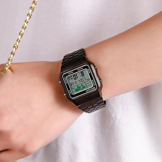 UTHAI L18 Herrenarmbanduhr Retro Business 50m Wasserdicht Multifunktionale Elektronikuhr Schwarze Technologie Modisches Stahlarmband Uhr